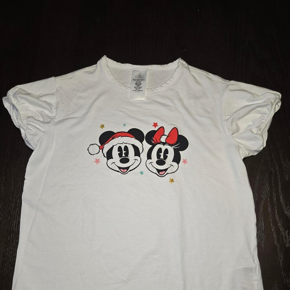 Disney Mickey and Minnie Mouse Christmas white baby tee in XS #christmas #babyte